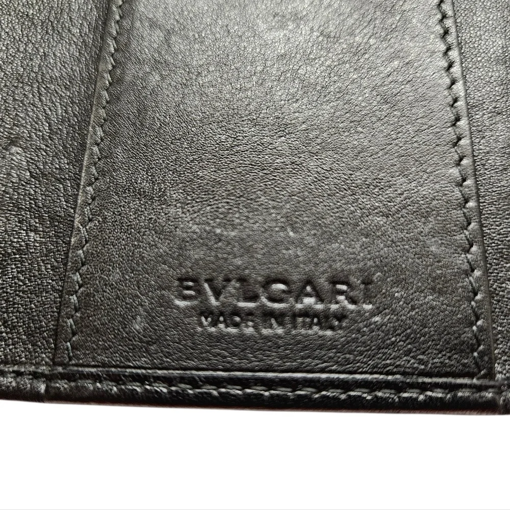 Bvlgari Small Keyholder Wallet In Black Calf Leather And Light Gold